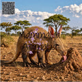An aardvark standing in a dry grassy landscape under a blue sky with clouds, licking a mound of dirt. The text 'MammaLia Animalia' is overlaid across the center, with a QR code in the top-left corner.