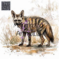 Aardwolf in Watercolor – Soft-Toned Wildlife Illustration