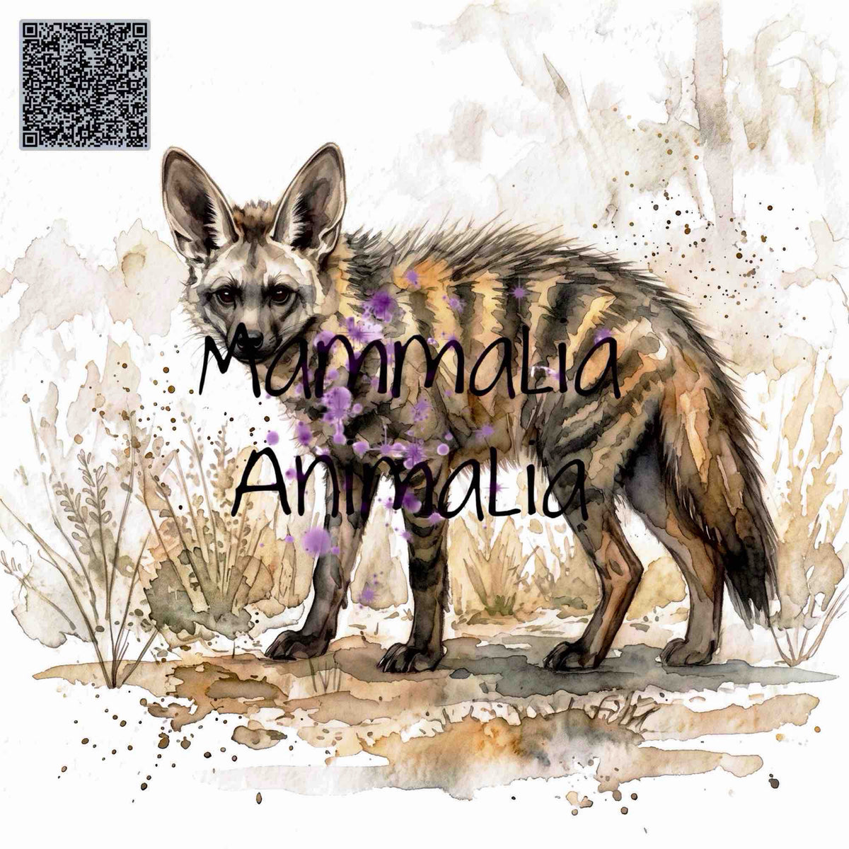 Aardwolf in Watercolor – Soft-Toned Wildlife Illustration